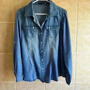 New Look Denim Button Down Long Sleeve Women’s Shirt XL